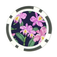 Vector Hand Drawn Orchid Flower Pattern Poker Chip Card Guard by Sobalvarro