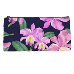 Vector Hand Drawn Orchid Flower Pattern Pencil Cases Front