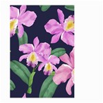 Vector Hand Drawn Orchid Flower Pattern Small Garden Flag (Two Sides) Front