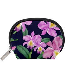 Vector Hand Drawn Orchid Flower Pattern Accessory Pouch (small) by Sobalvarro