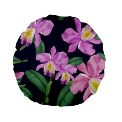 Vector Hand Drawn Orchid Flower Pattern Standard 15  Premium Flano Round Cushions by Sobalvarro