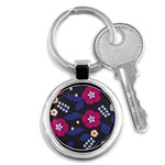 Vector Seamless Flower And Leaves Pattern Key Chain (Round) Front