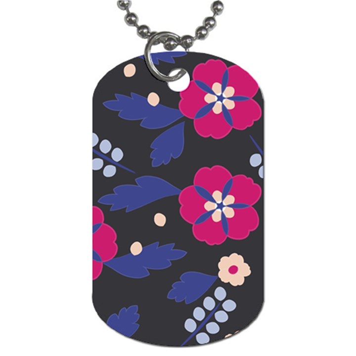 Vector Seamless Flower And Leaves Pattern Dog Tag (One Side)