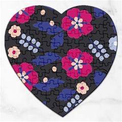 Vector Seamless Flower And Leaves Pattern Jigsaw Puzzle (heart) by Sobalvarro