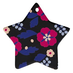 Vector Seamless Flower And Leaves Pattern Star Ornament (two Sides) by Sobalvarro