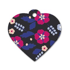 Vector Seamless Flower And Leaves Pattern Dog Tag Heart (one Side) by Sobalvarro