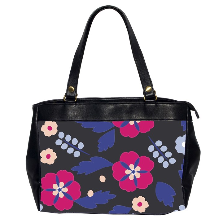 Vector Seamless Flower And Leaves Pattern Oversize Office Handbag (2 Sides)