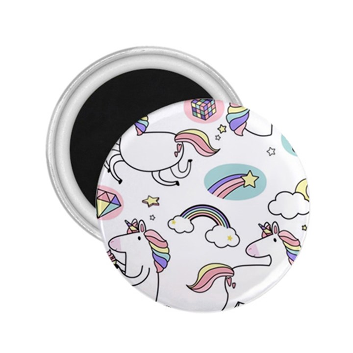 Cute Unicorns With Magical Elements Vector 2.25  Magnets