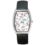 Cute Unicorns With Magical Elements Vector Barrel Style Metal Watch Front