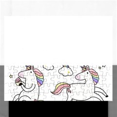 Cute Unicorns With Magical Elements Vector Rectangular Jigsaw Puzzl by Sobalvarro