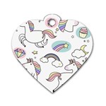 Cute Unicorns With Magical Elements Vector Dog Tag Heart (Two Sides) Front