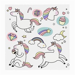 Cute Unicorns With Magical Elements Vector Medium Glasses Cloth (2 Sides) by Sobalvarro