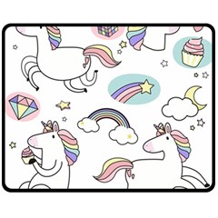 Cute Unicorns With Magical Elements Vector Fleece Blanket (medium)  by Sobalvarro