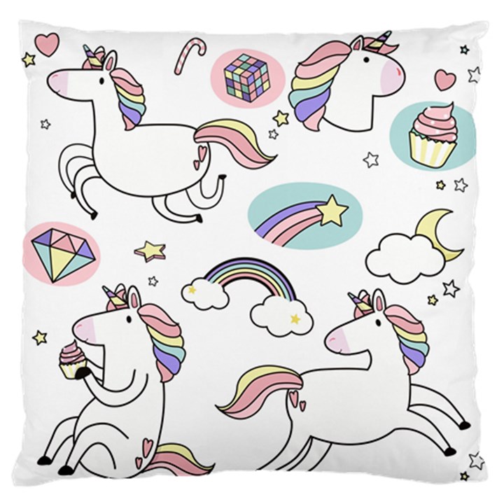 Cute Unicorns With Magical Elements Vector Standard Flano Cushion Case (Two Sides)