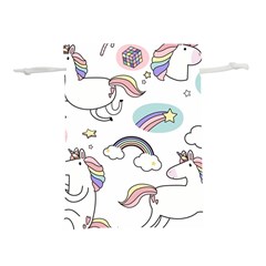 Cute Unicorns With Magical Elements Vector Lightweight Drawstring Pouch (m) by Sobalvarro