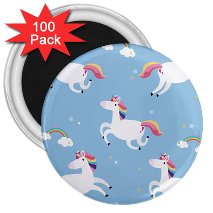 Unicorn Seamless Pattern Background Vector (2) 3  Magnets (100 pack)