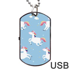 Unicorn Seamless Pattern Background Vector (2) Dog Tag Usb Flash (one Side) by Sobalvarro