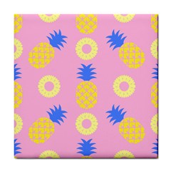 Pop Art Pineapple Seamless Pattern Vector Tile Coaster by Sobalvarro