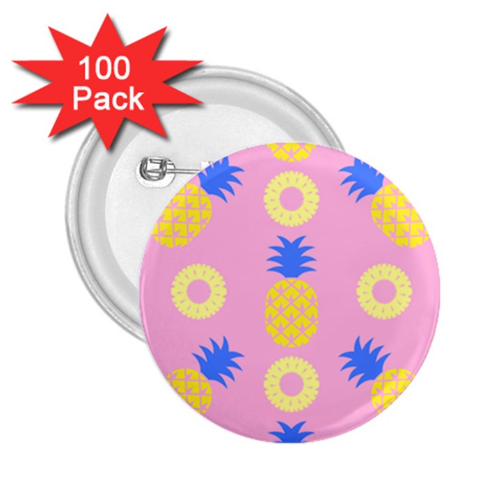 Pop Art Pineapple Seamless Pattern Vector 2.25  Buttons (100 pack) 