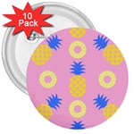 Pop Art Pineapple Seamless Pattern Vector 3  Buttons (10 pack)  Front