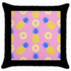 Pop Art Pineapple Seamless Pattern Vector Throw Pillow Case (black) by Sobalvarro