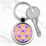 Pop Art Pineapple Seamless Pattern Vector Key Chain (Round) Front