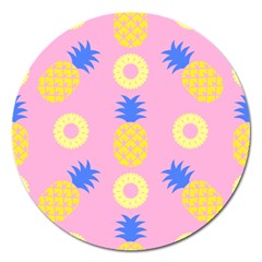 Pop Art Pineapple Seamless Pattern Vector Magnet 5  (round) by Sobalvarro