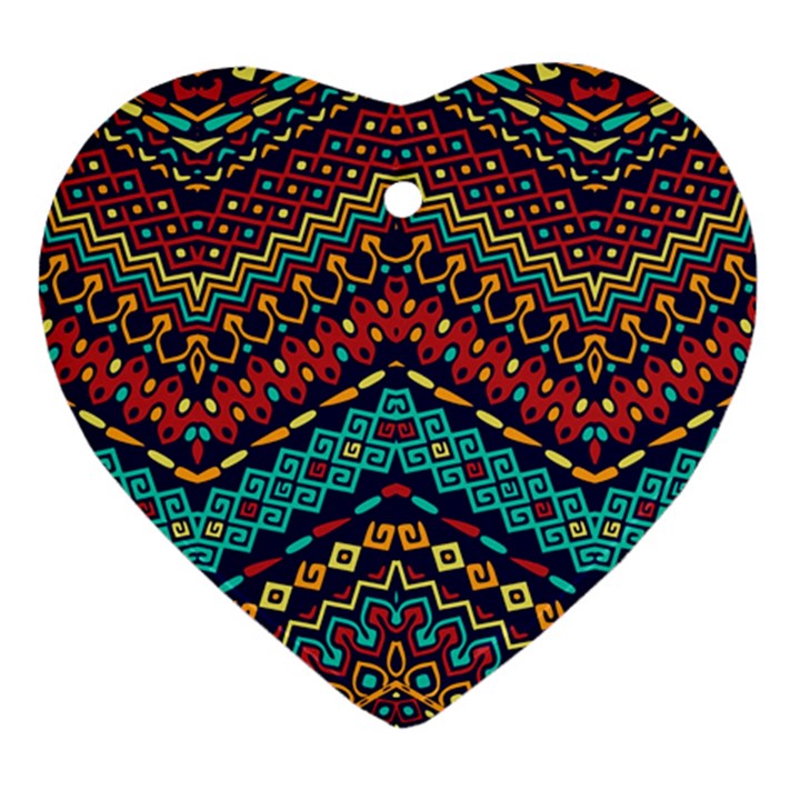 Ethnic  Heart Ornament (Two Sides)