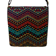 Ethnic  Flap Closure Messenger Bag (l) by Sobalvarro