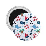 Seamless Pattern Nautical Icons Cartoon Style 2.25  Magnets Front