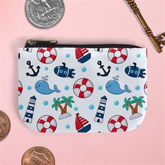 Seamless Pattern Nautical Icons Cartoon Style Mini Coin Purse by Vaneshart