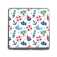 Seamless Pattern Nautical Icons Cartoon Style Memory Card Reader (square 5 Slot) by Vaneshart