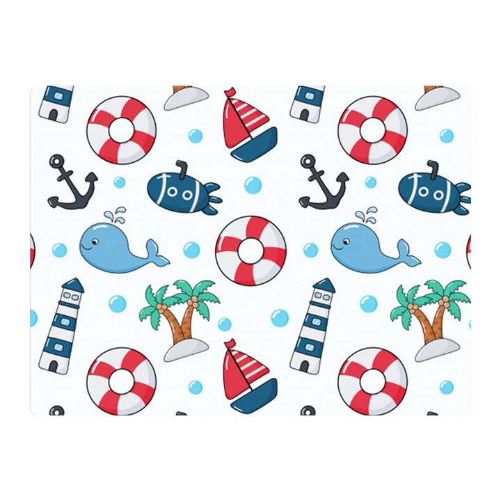 Seamless Pattern Nautical Icons Cartoon Style Double Sided Flano Blanket (Mini) 