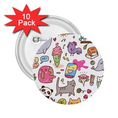 Set Kawaii Doodles 2 25  Buttons (10 Pack)  by Vaneshart