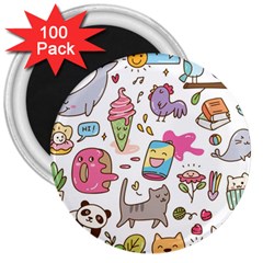 Set Kawaii Doodles 3  Magnets (100 Pack) by Vaneshart