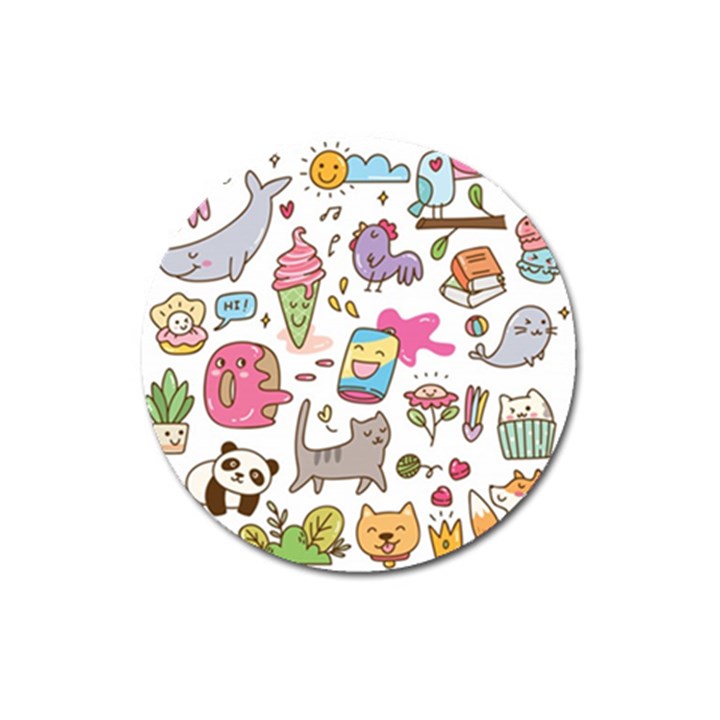 Set Kawaii Doodles Magnet 3  (Round)