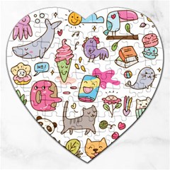 Set Kawaii Doodles Jigsaw Puzzle (heart) by Vaneshart