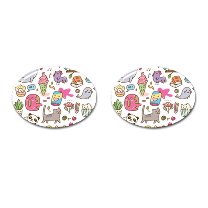 Set Kawaii Doodles Cufflinks (Oval)