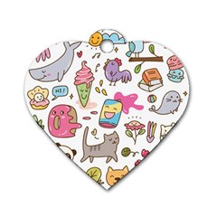 Set Kawaii Doodles Dog Tag Heart (one Side) by Vaneshart