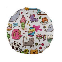 Set Kawaii Doodles Standard 15  Premium Round Cushions by Vaneshart