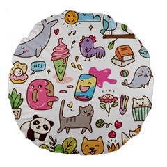 Set Kawaii Doodles Large 18  Premium Round Cushions by Vaneshart