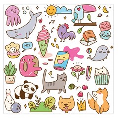 Set Kawaii Doodles Large Satin Scarf (square) by Vaneshart