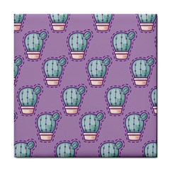 Seamless Pattern Patches Cactus Pots Plants Tile Coaster by Vaneshart