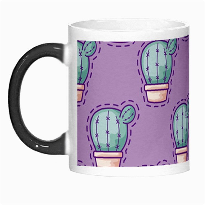 Seamless Pattern Patches Cactus Pots Plants Morph Mugs