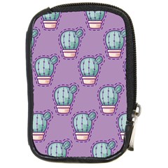 Seamless Pattern Patches Cactus Pots Plants Compact Camera Leather Case by Vaneshart