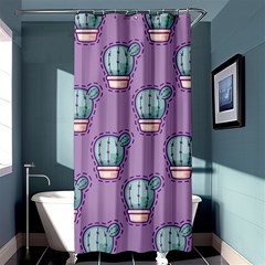 Seamless Pattern Patches Cactus Pots Plants Shower Curtain 36  X 72  (stall)  by Vaneshart