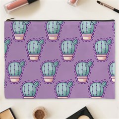 Seamless Pattern Patches Cactus Pots Plants Cosmetic Bag (xxxl) by Vaneshart