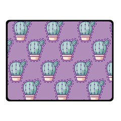 Seamless Pattern Patches Cactus Pots Plants Double Sided Fleece Blanket (small)  by Vaneshart