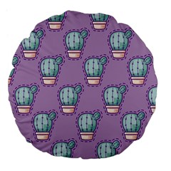 Seamless Pattern Patches Cactus Pots Plants Large 18  Premium Flano Round Cushions by Vaneshart