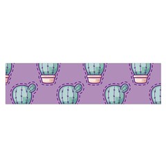 Seamless Pattern Patches Cactus Pots Plants Satin Scarf (oblong) by Vaneshart